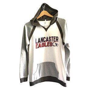 SINCE 1981- WOMENS WHITE//GREY KANGAROO POCKET PULL OVER HOODIE SIZE LARGE